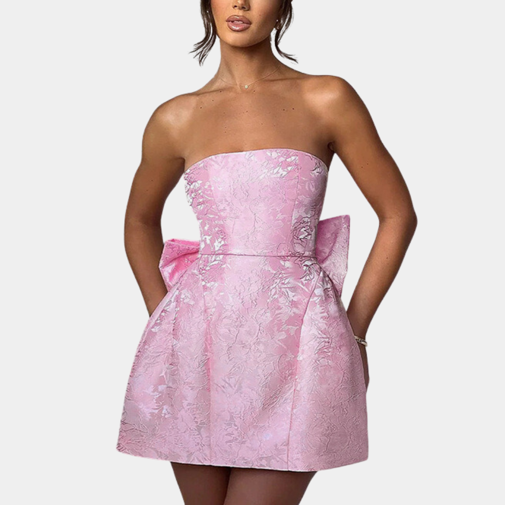 Robe de Soirée Brodée Sans Bretelles pour Femme – Mini-Robe Élégante en Tissu de Haute Qualité-5