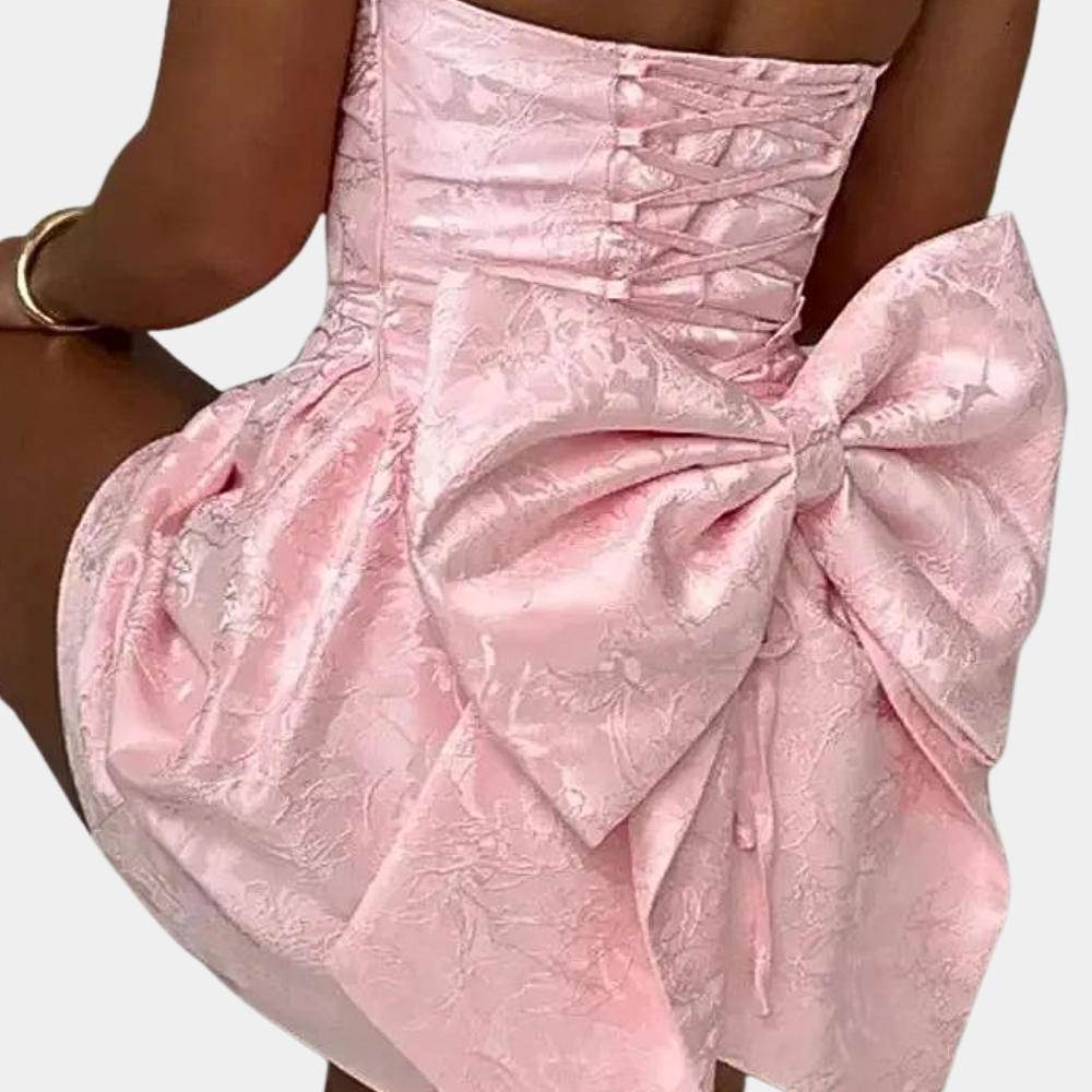 Robe de Soirée Brodée Sans Bretelles pour Femme – Mini-Robe Élégante en Tissu de Haute Qualité-4