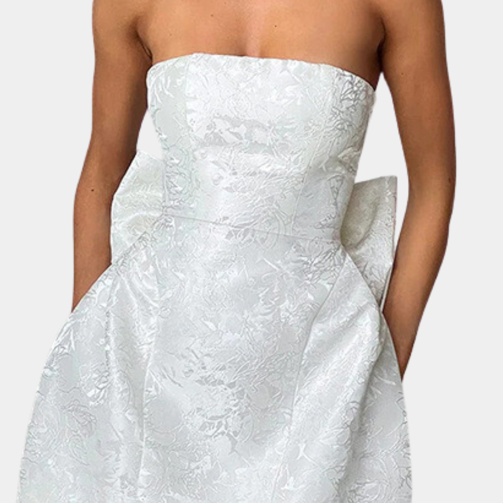 Robe de Soirée Brodée Sans Bretelles pour Femme – Mini-Robe Élégante en Tissu de Haute Qualité-3
