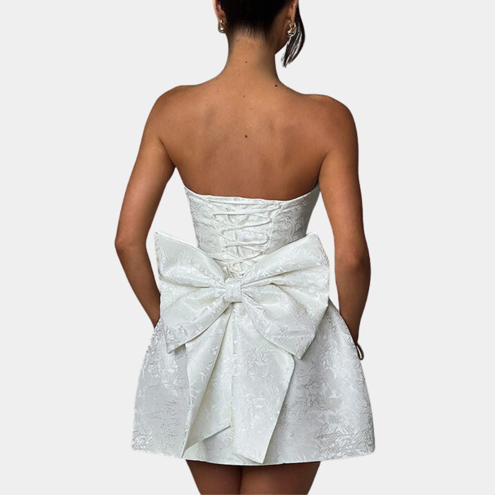 Robe de Soirée Brodée Sans Bretelles pour Femme – Mini-Robe Élégante en Tissu de Haute Qualité-2