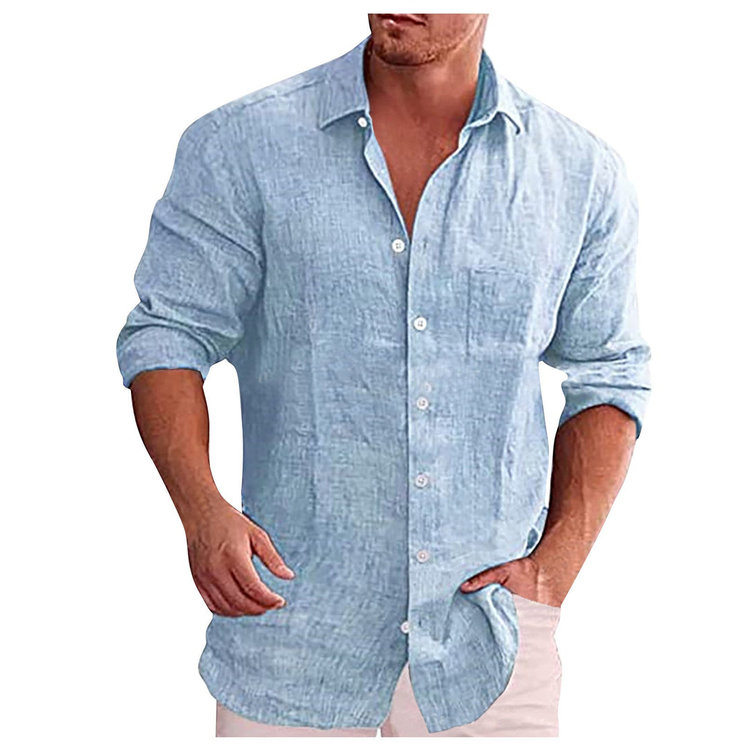 Variant image for Chemise en Lin Homme Décontractée avec Col Revers – Élégante et Confortable pour Toutes Occasions-11