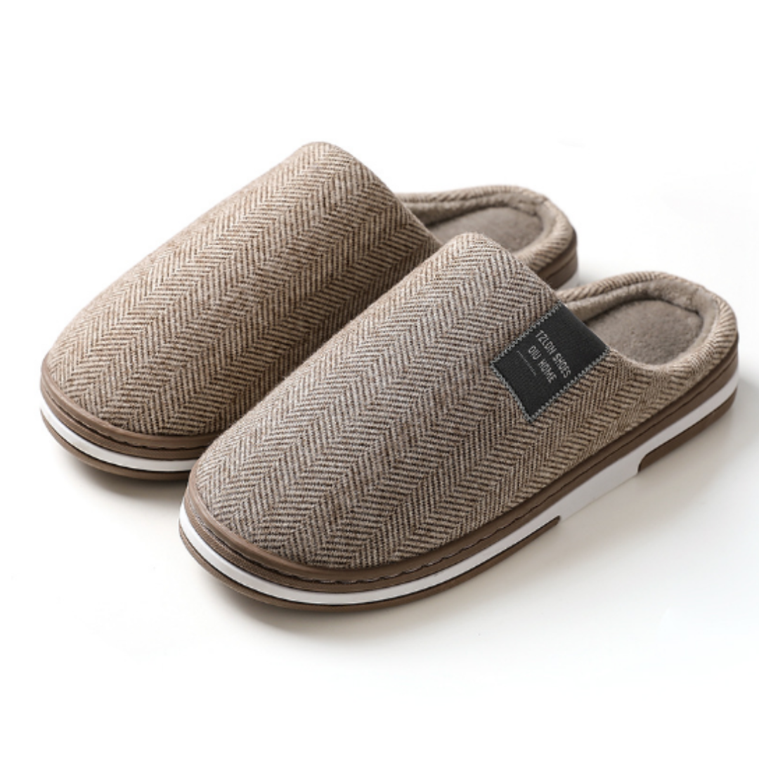 Chaussons Pour Hommes Gris Taille L Tissu Doux 0