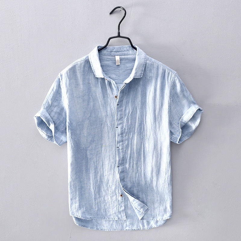 Chemise Femme en Lin avec Col Rabattu et Manches Courtes – Élégance Estivale Confortable 0