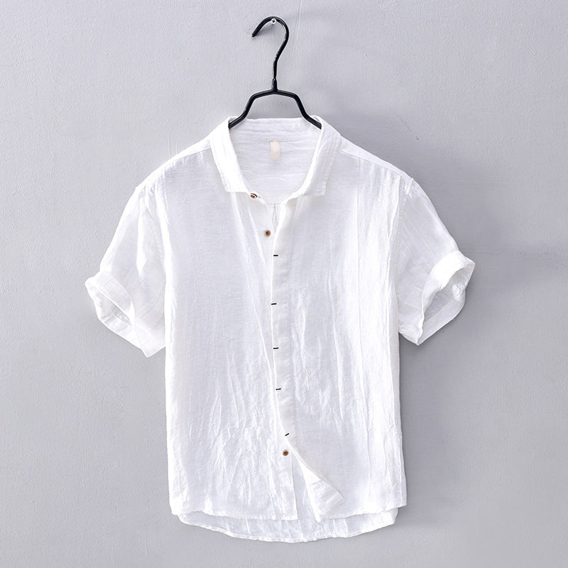 Chemise Femme en Lin avec Col Rabattu et Manches Courtes – Élégance Estivale Confortable 1