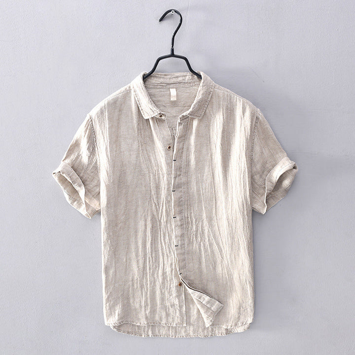 Chemise Femme en Lin avec Col Rabattu et Manches Courtes – Élégance Estivale Confortable 2