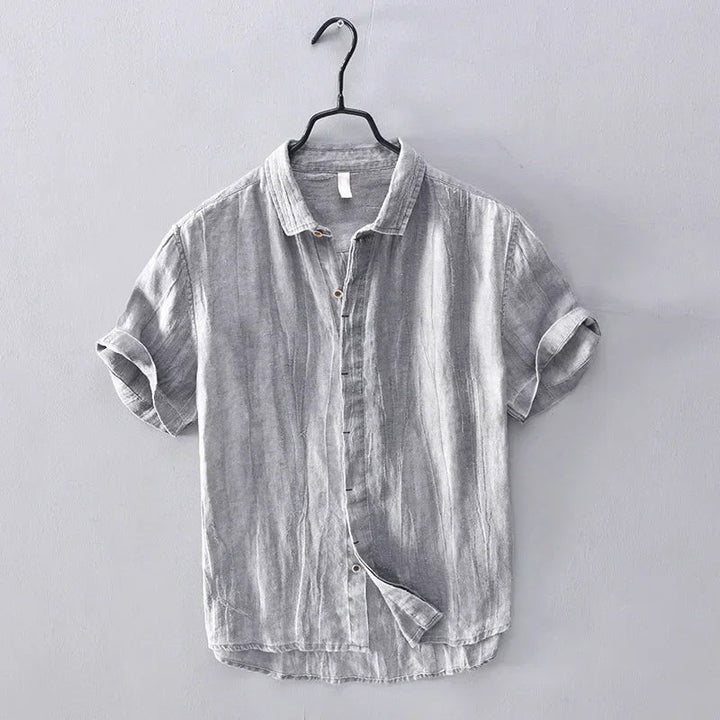 Chemise Femme en Lin avec Col Rabattu et Manches Courtes – Élégance Estivale Confortable 3