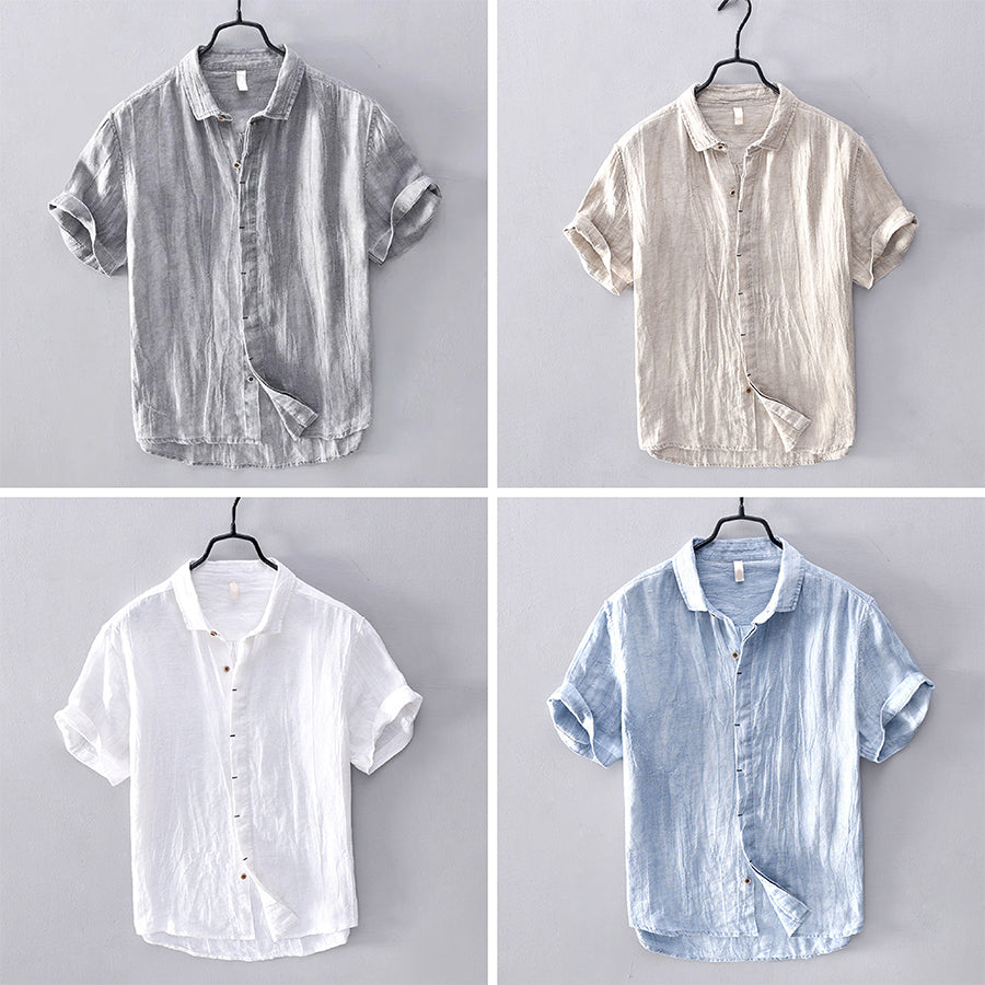 Chemise Femme en Lin avec Col Rabattu et Manches Courtes – Élégance Estivale Confortable 4