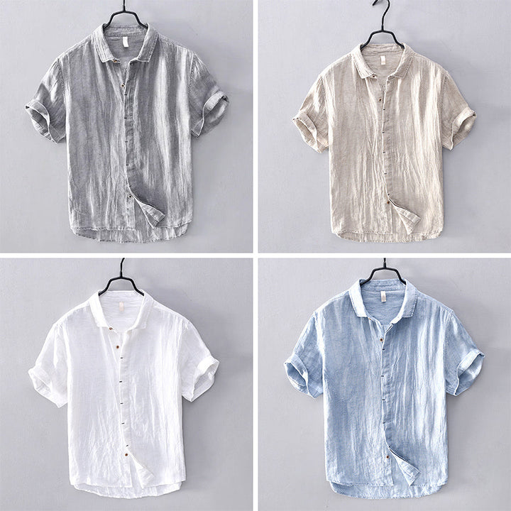 Chemise Femme en Lin avec Col Rabattu et Manches Courtes – Élégance Estivale Confortable 4