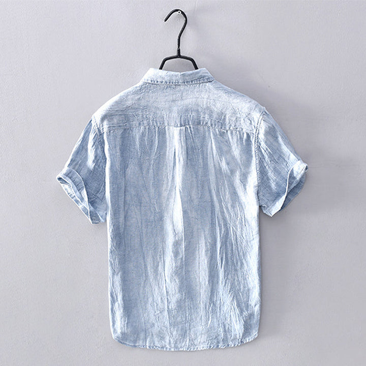 Chemise Femme en Lin avec Col Rabattu et Manches Courtes – Élégance Estivale Confortable 6