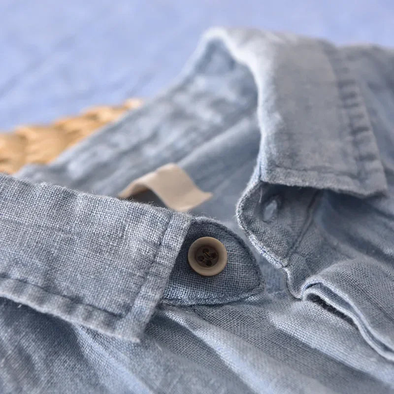 Chemise Femme en Lin avec Col Rabattu et Manches Courtes – Élégance Estivale Confortable 8