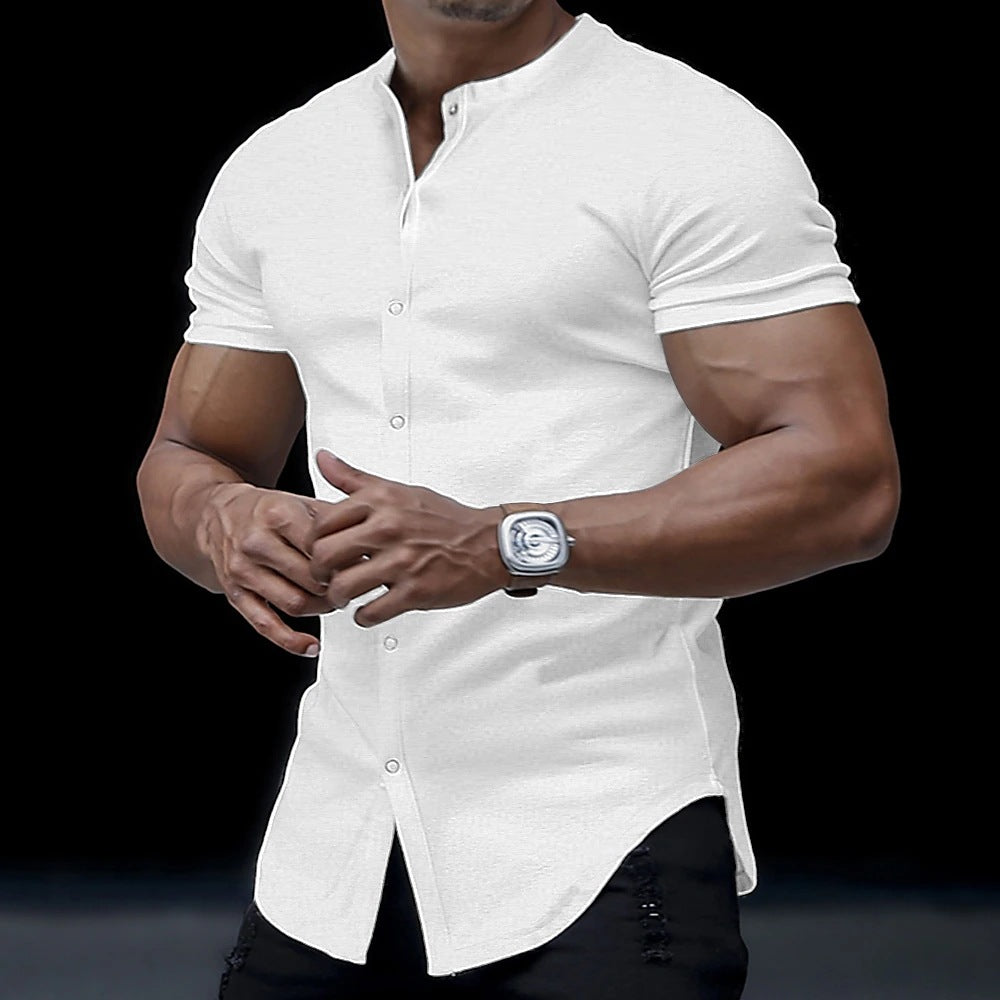Chemise Homme Henley Col Montant Noir Taille L Polyester 0