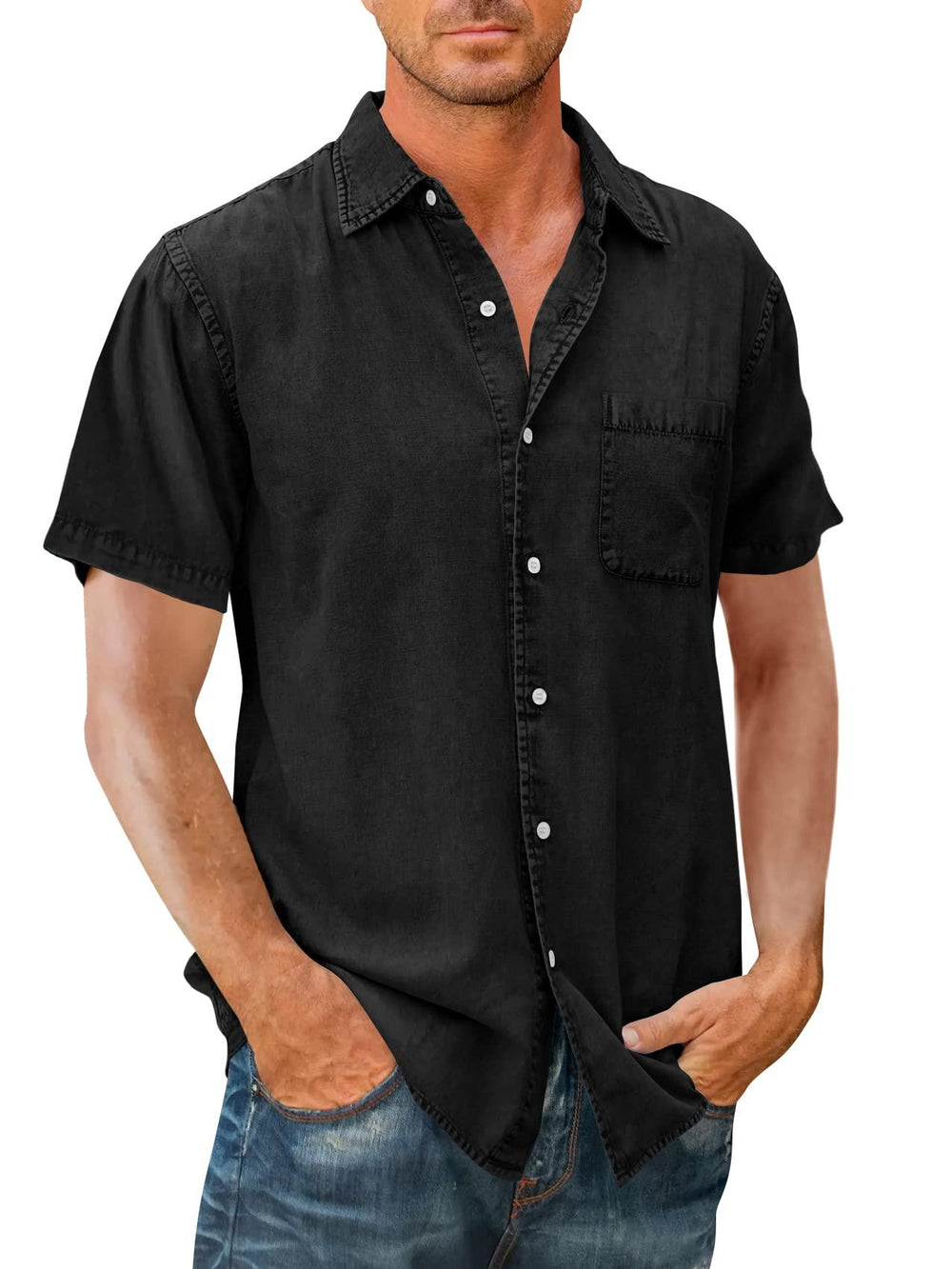 Chemise Homme Jean Bleu Taille L Coton Polyester 1