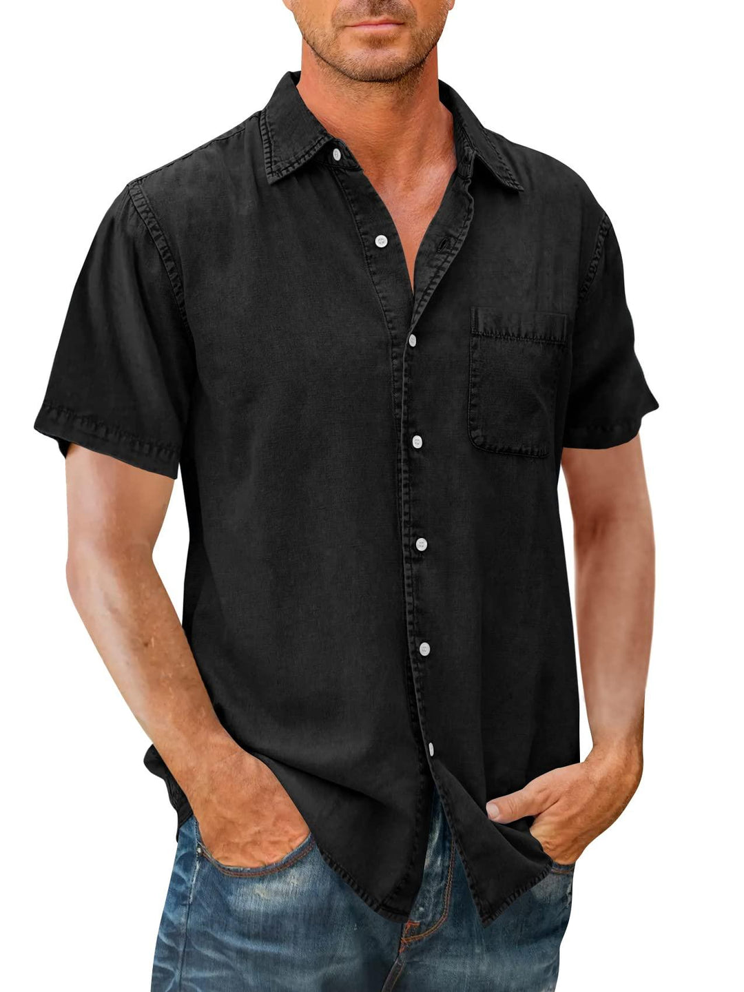 Chemise Homme Jean Bleu Taille L Coton Polyester 1