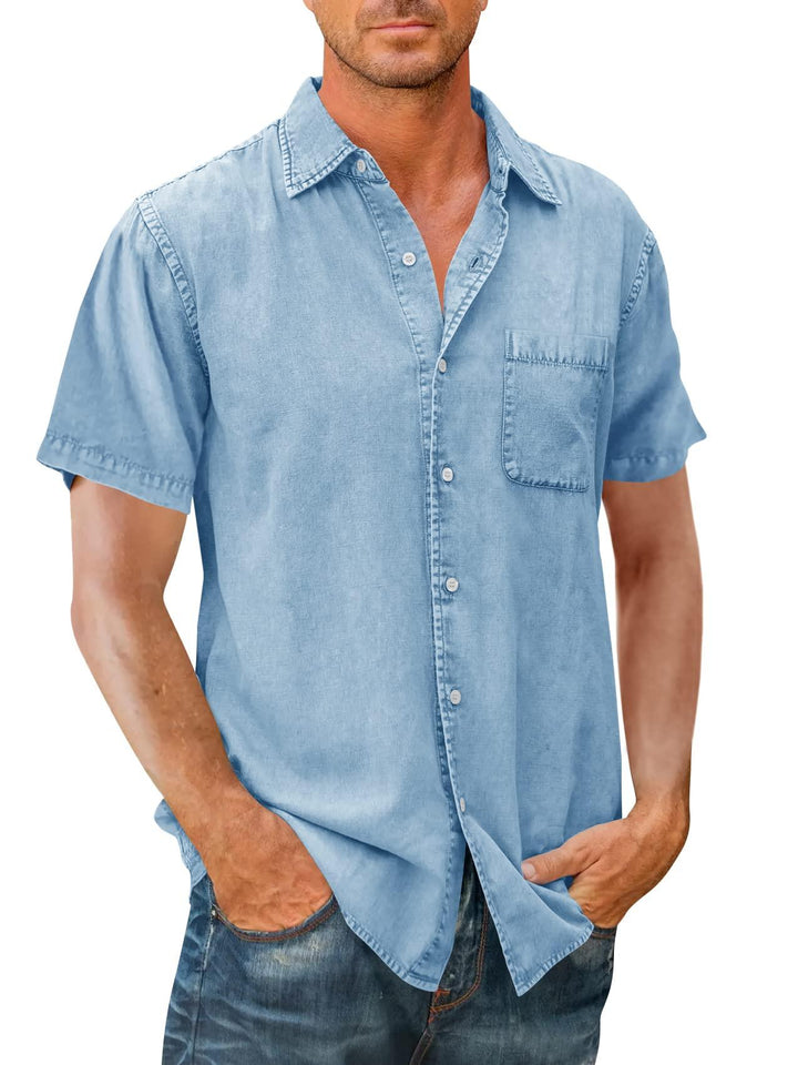 Chemise Homme Jean Bleu Taille L Coton Polyester 2