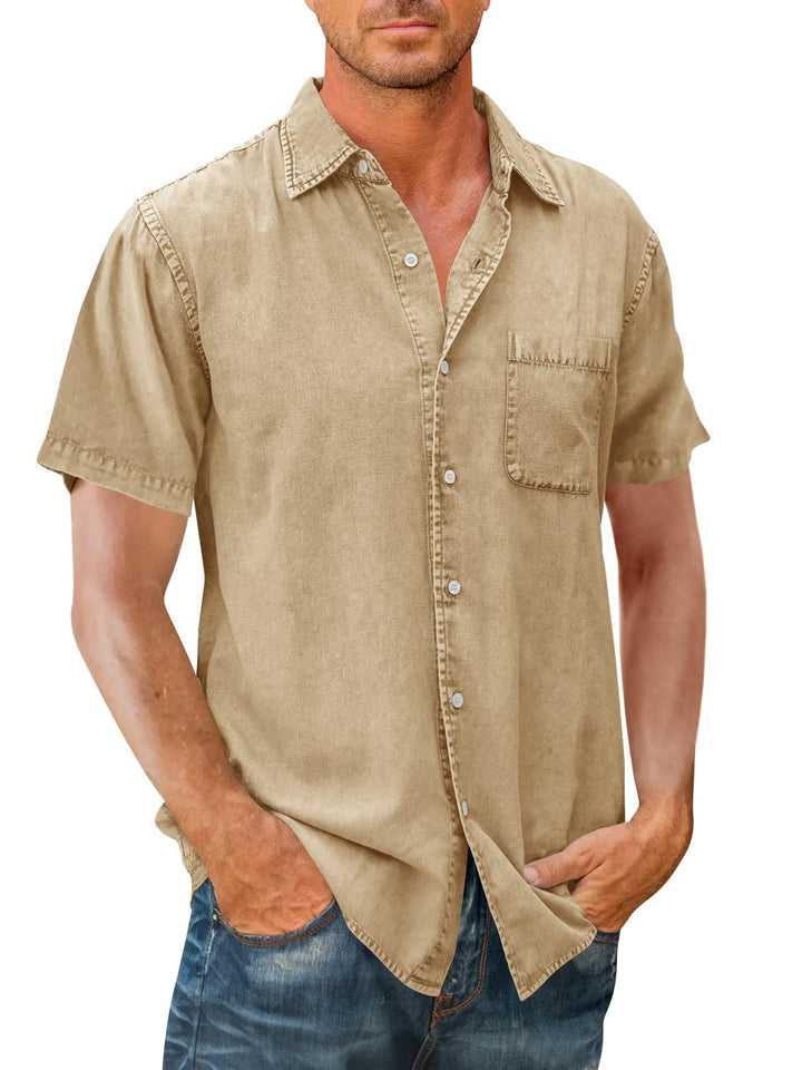 Chemise Homme Jean Bleu Taille L Coton Polyester 3