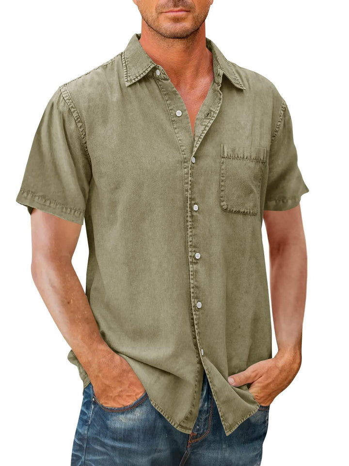 Chemise Homme Jean Bleu Taille L Coton Polyester 4