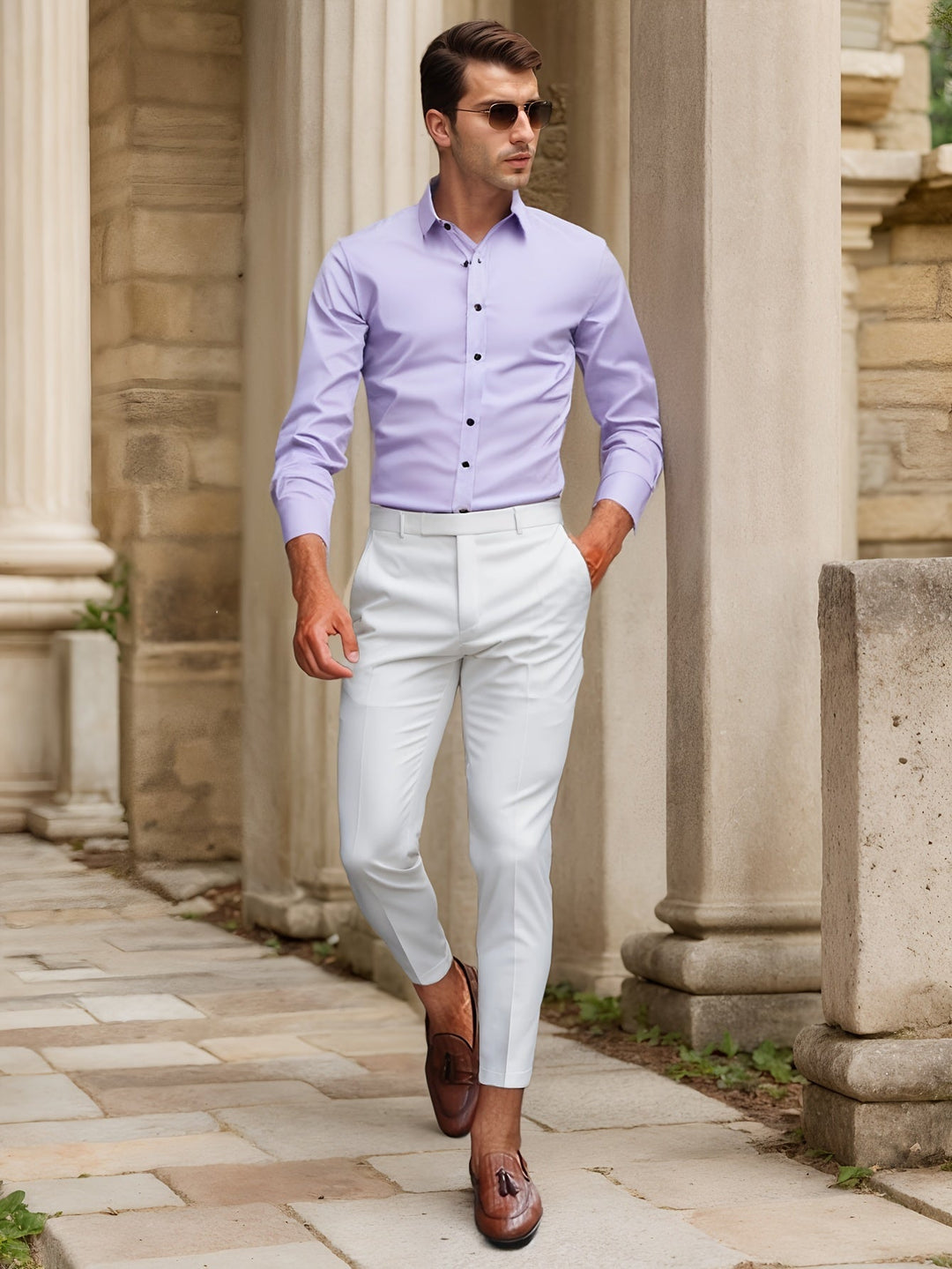 Chemise Homme SlimFit Stretch Unie, Confortable et Élégante pour Toutes les Saisons - Col Classique, Manches Longues, Tissu Léger 0