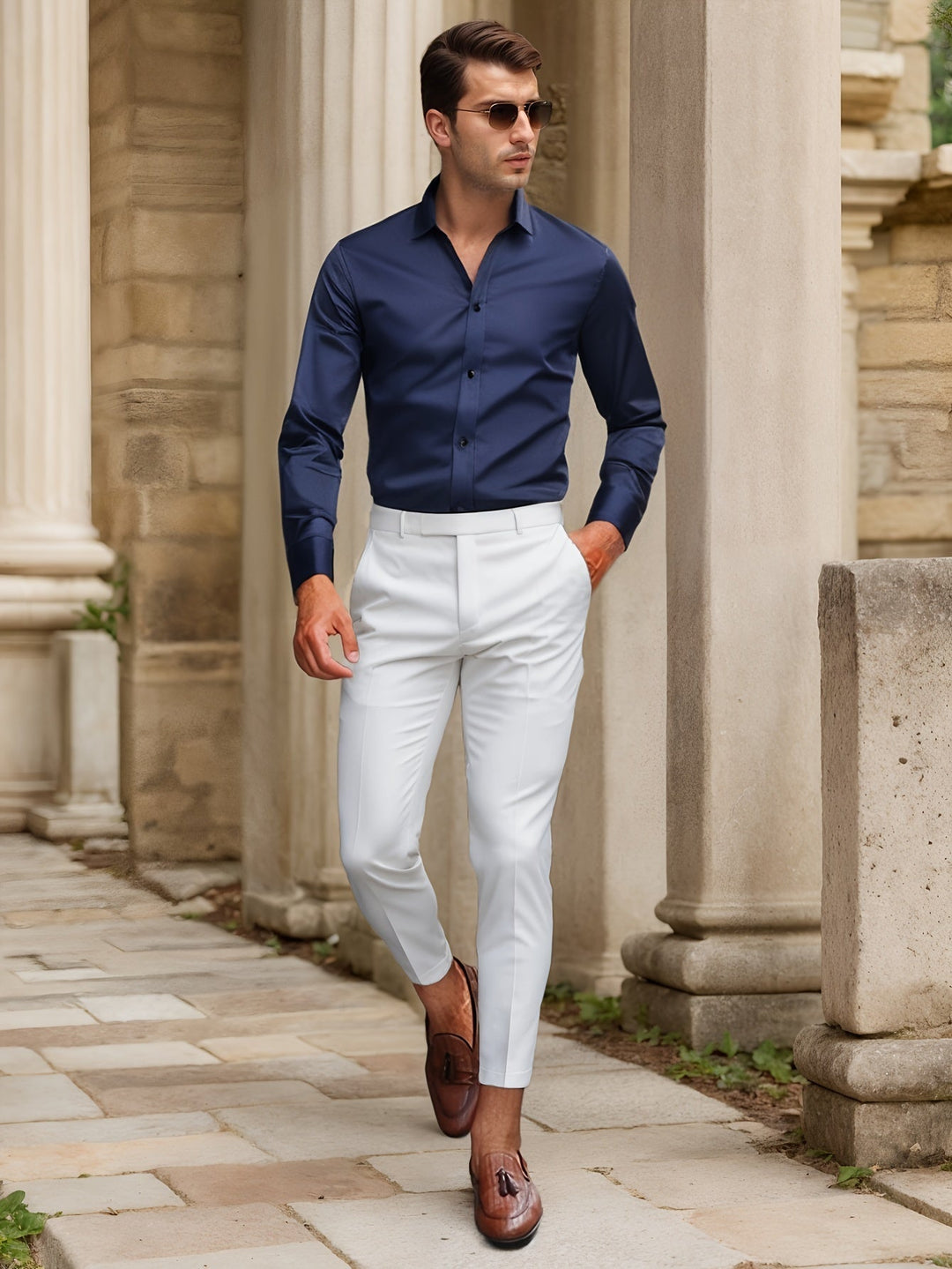 Chemise Homme SlimFit Stretch Unie, Confortable et Élégante pour Toutes les Saisons - Col Classique, Manches Longues, Tissu Léger 1