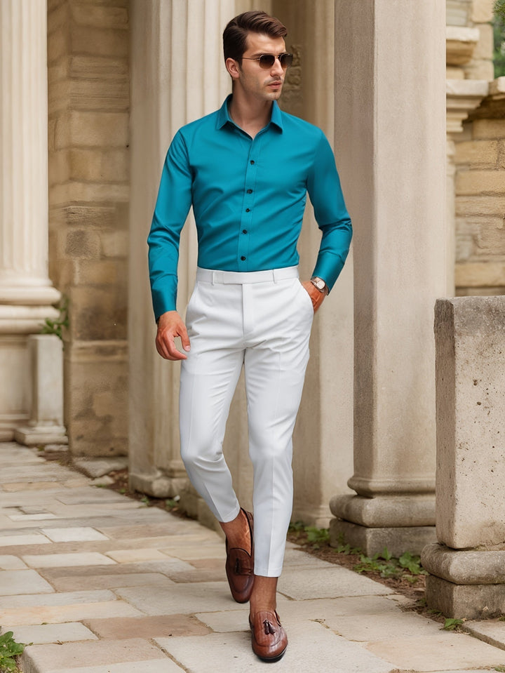 Chemise Homme SlimFit Stretch Unie, Confortable et Élégante pour Toutes les Saisons - Col Classique, Manches Longues, Tissu Léger 6