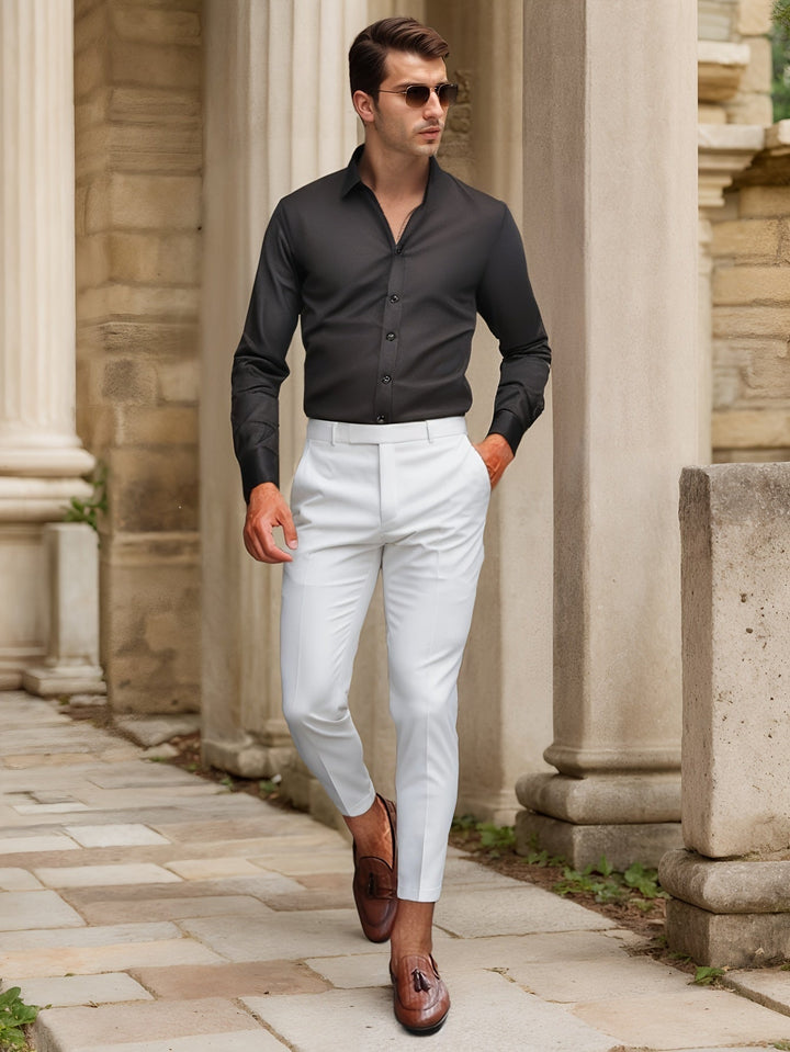 Chemise Homme SlimFit Stretch Unie, Confortable et Élégante pour Toutes les Saisons - Col Classique, Manches Longues, Tissu Léger 7