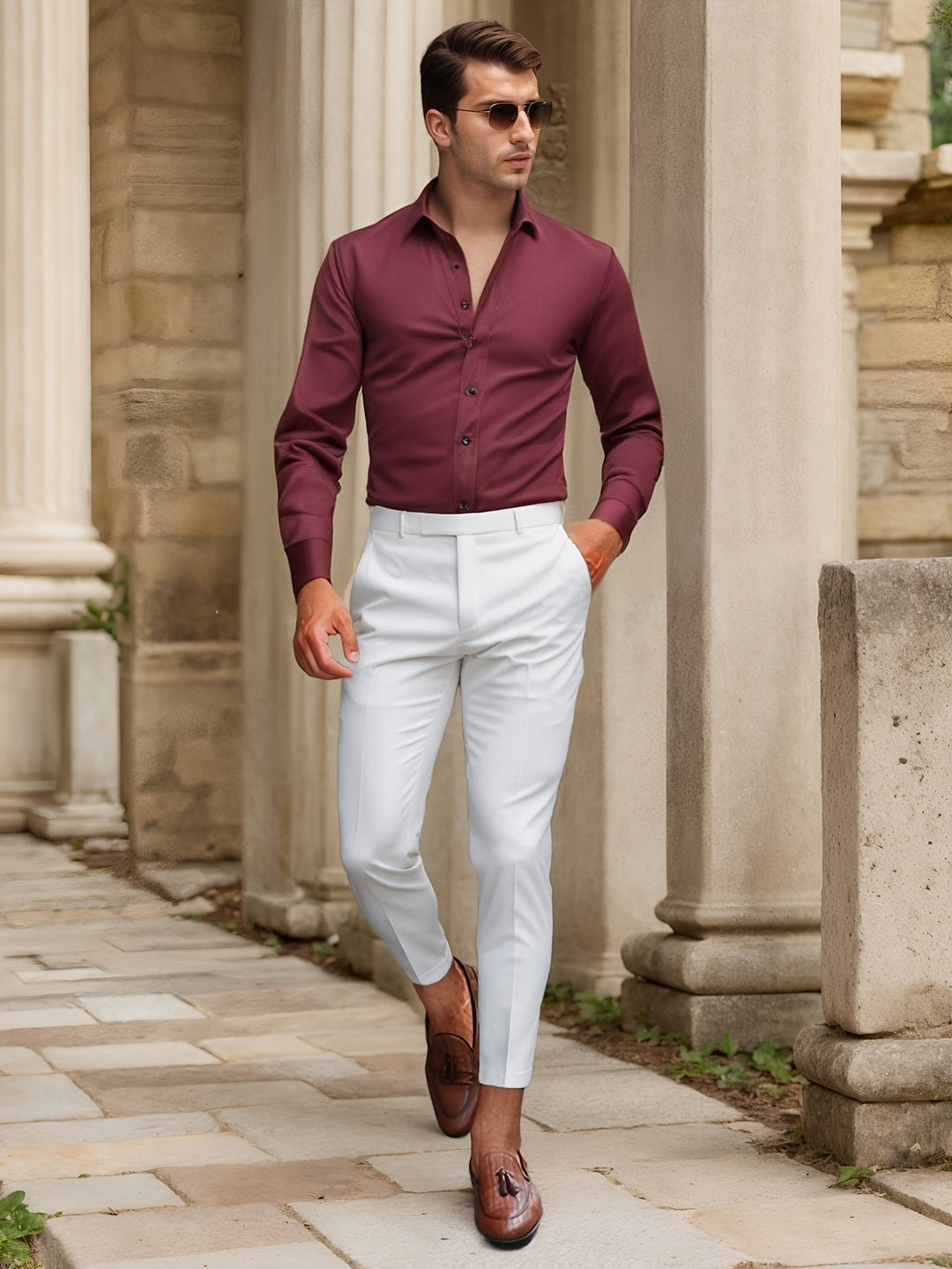 Chemise Homme SlimFit Stretch Unie, Confortable et Élégante pour Toutes les Saisons - Col Classique, Manches Longues, Tissu Léger 8