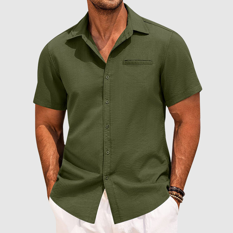Chemise Homme à Manches Courtes avec Poche Cachée – Élégante et Décontractée en Polyester 0