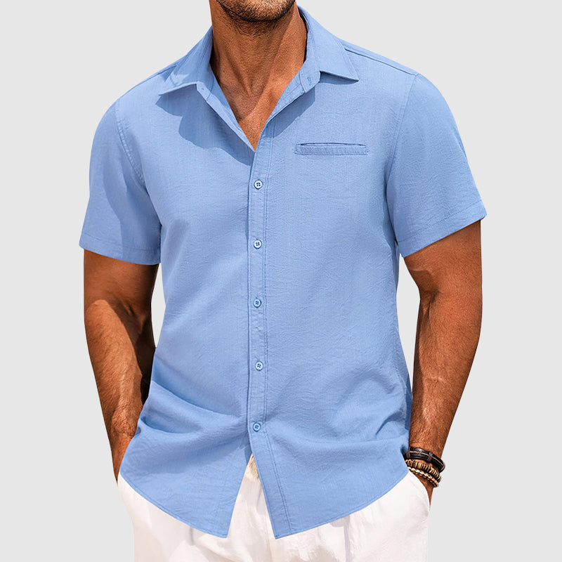 Chemise Homme à Manches Courtes avec Poche Cachée – Élégante et Décontractée en Polyester 1
