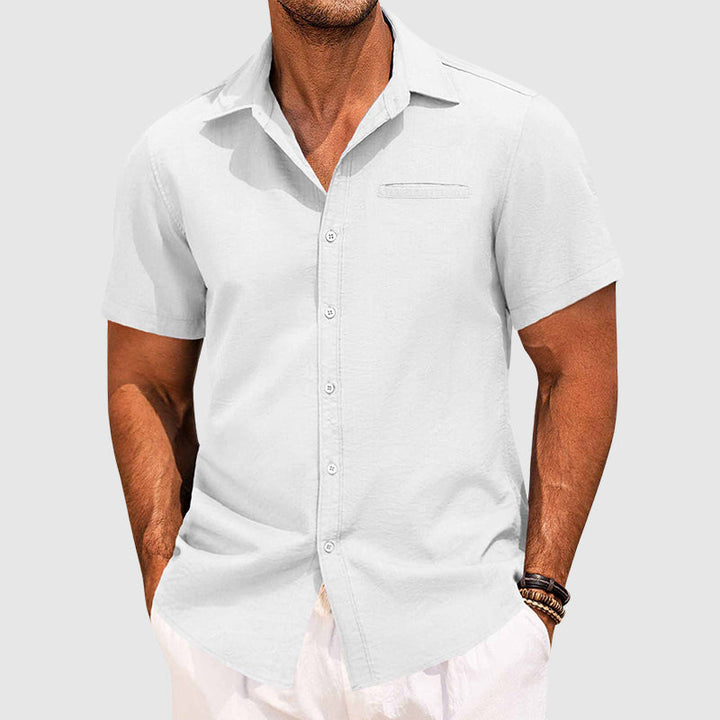 Chemise Homme à Manches Courtes avec Poche Cachée – Élégante et Décontractée en Polyester 2