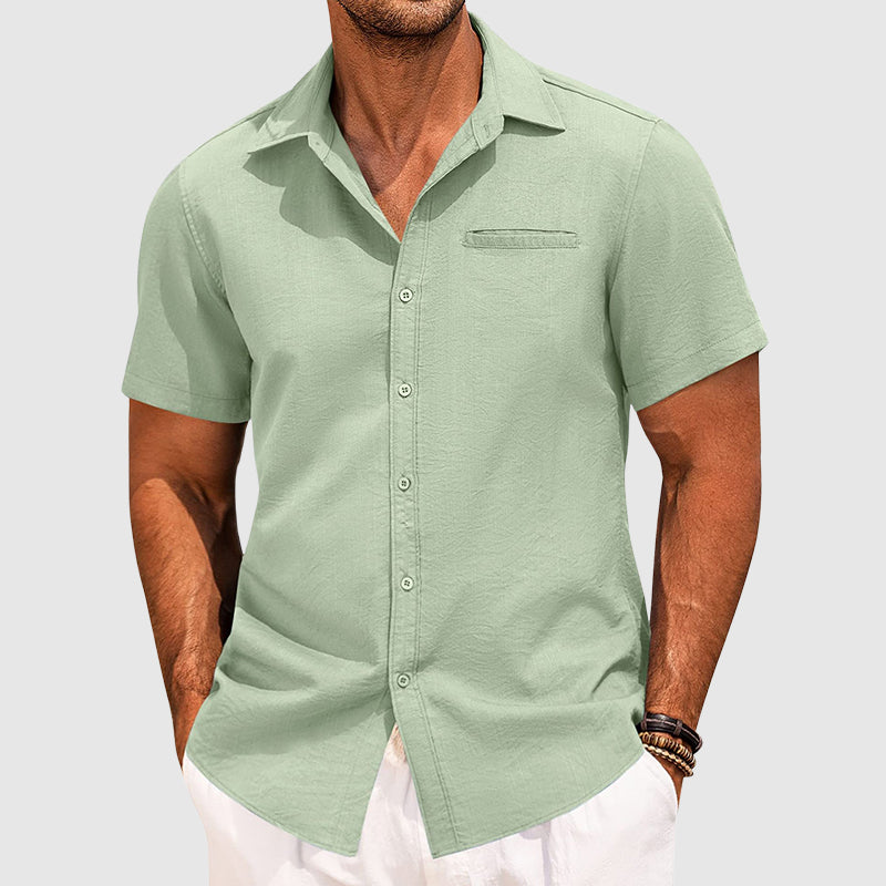 Chemise Homme à Manches Courtes avec Poche Cachée – Élégante et Décontractée en Polyester 3