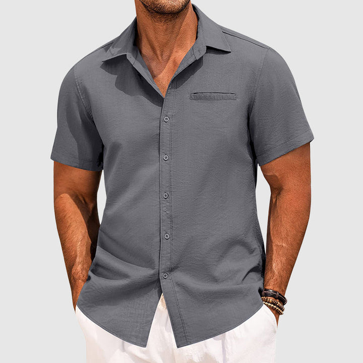 Chemise Homme à Manches Courtes avec Poche Cachée – Élégante et Décontractée en Polyester 4