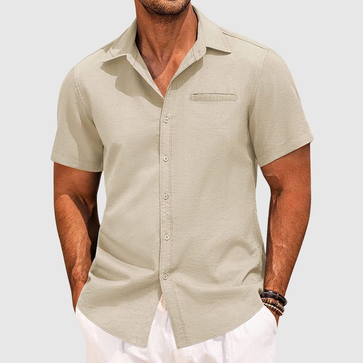 Chemise Homme à Manches Courtes avec Poche Cachée – Élégante et Décontractée en Polyester 5