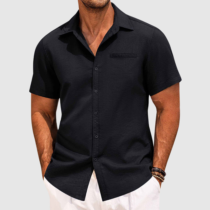 Chemise Homme à Manches Courtes avec Poche Cachée – Élégante et Décontractée en Polyester 6