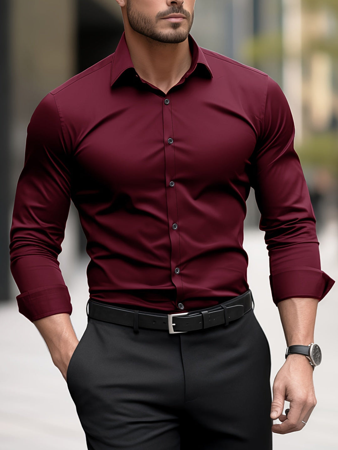 Chemise Homme en Coton Mélangé avec Col Revers – Élégante et Polyvalente 2
