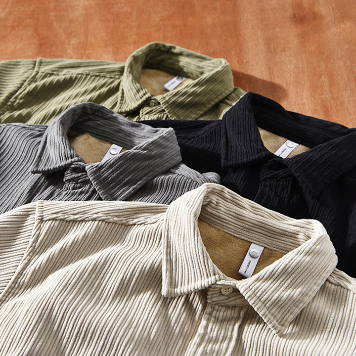 Chemise Homme en Velours Côtelé avec Poche et Col Rabattu – Confort Optimal pour Temps Froid, Tailles M à 3XL 1