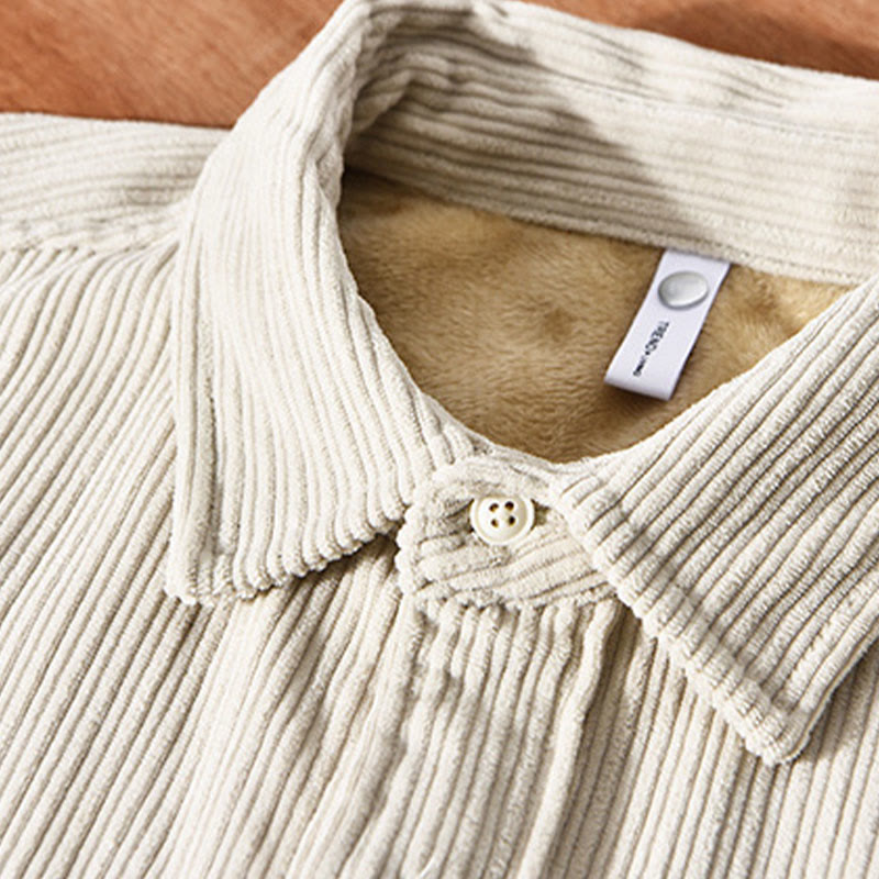 Chemise Homme en Velours Côtelé avec Poche et Col Rabattu – Confort Optimal pour Temps Froid, Tailles M à 3XL 3