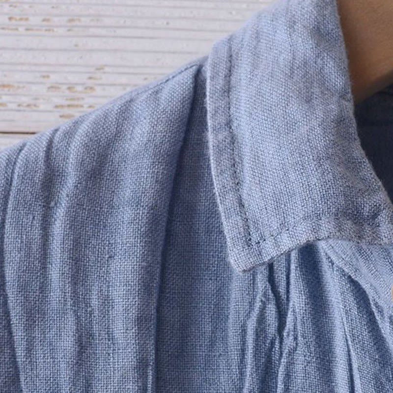 Chemise Lin Homme à Manches Courtes, Confortable et Élégante, Col Revers, 65% Coton, 35% Lin, Idéale pour Été 1