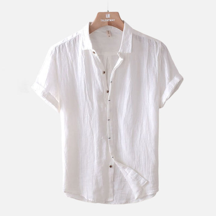 Chemise Lin Homme à Manches Courtes, Confortable et Élégante, Col Revers, 65% Coton, 35% Lin, Idéale pour Été 8