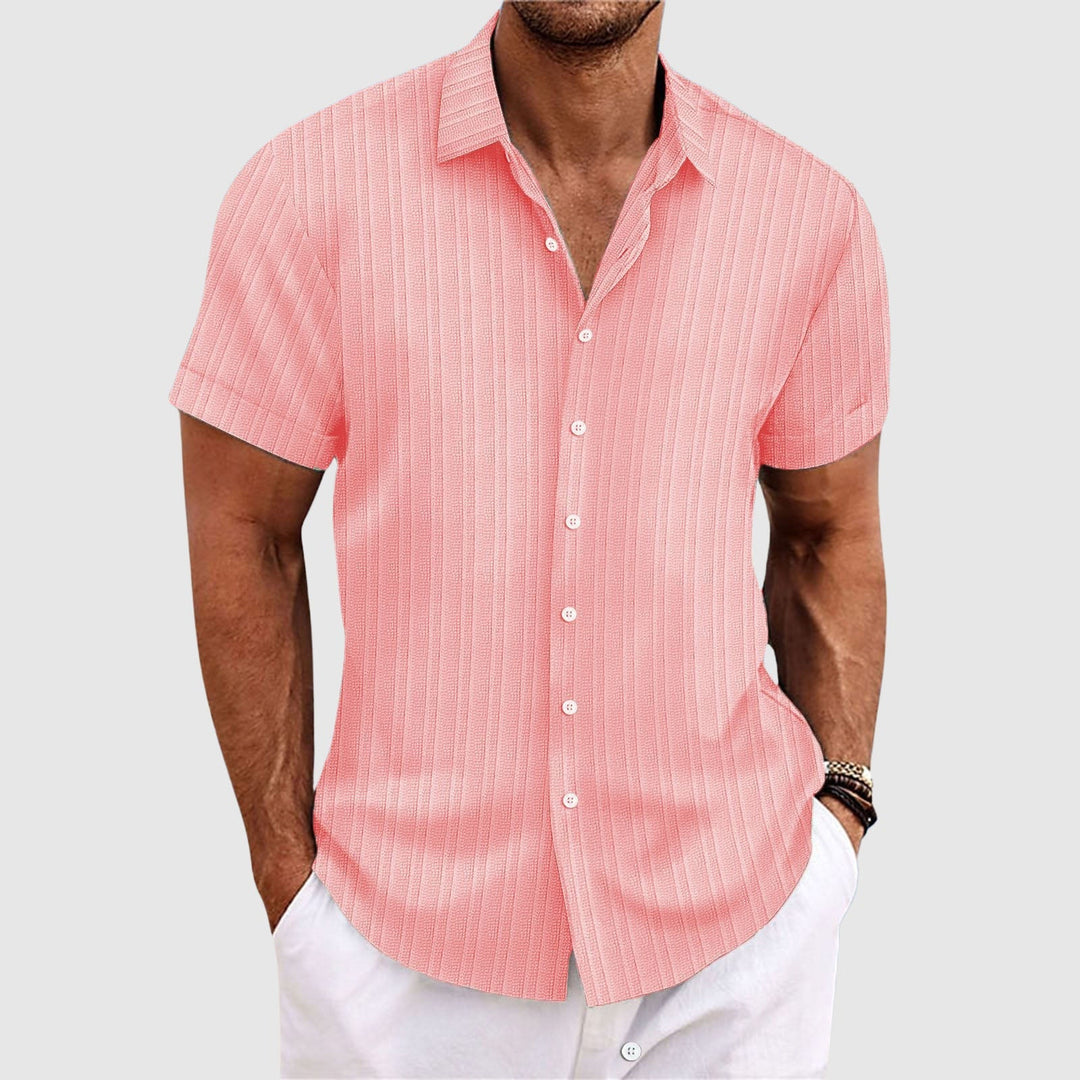 Chemise à Rayures Confortable en Mélange de Polyester avec Col Rabattu et Manches Courtes 4