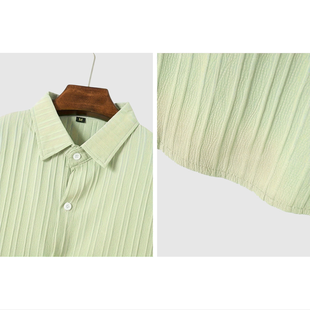 Chemise à Rayures Confortable en Mélange de Polyester avec Col Rabattu et Manches Courtes 6