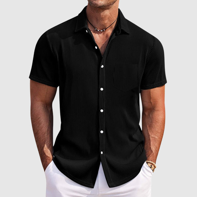 Chemise d'été homme Rayée à Col Classique avec Poche – Confort et Élégance pour Sorties Décontractées 4