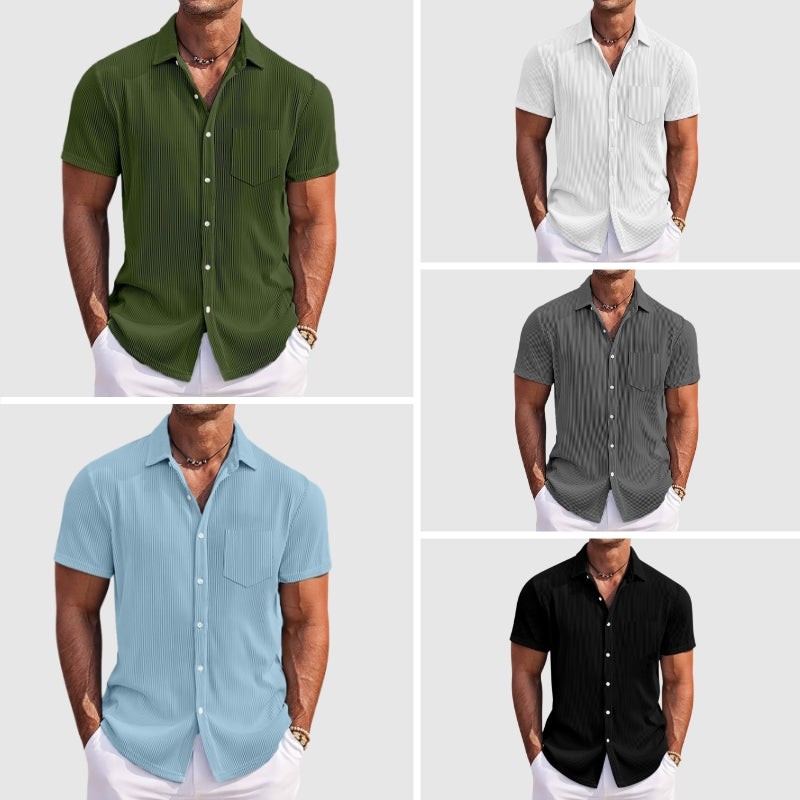 Chemise d'été homme Rayée à Col Classique avec Poche – Confort et Élégance pour Sorties Décontractées 5