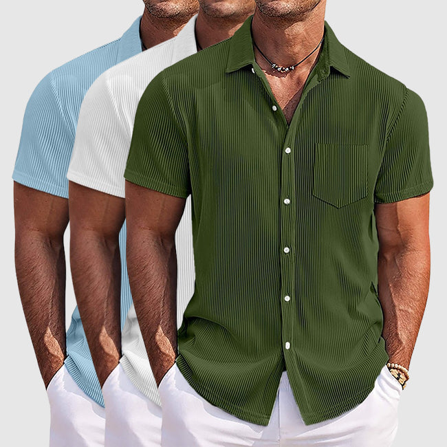 Chemise d'été rayée avec col classique et poche - Confort et élégance 6