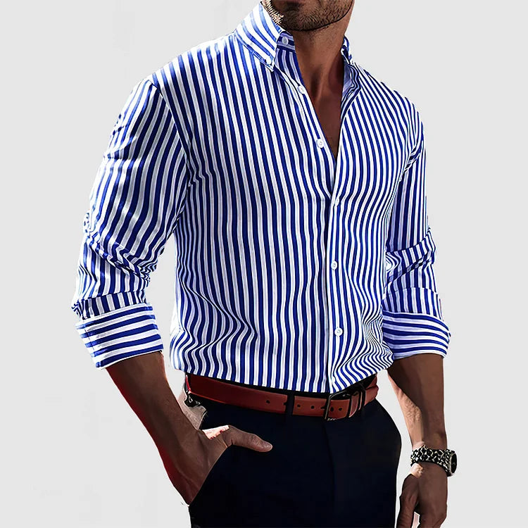 Chemise en Coton Rayée Élégante – Confortable et Polyvalente pour Toutes Occasions, Disponible en Plusieurs Couleurs et Tailles 1