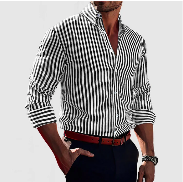 Chemise en Coton Rayée Élégante – Confortable et Polyvalente pour Toutes Occasions, Disponible en Plusieurs Couleurs et Tailles 2
