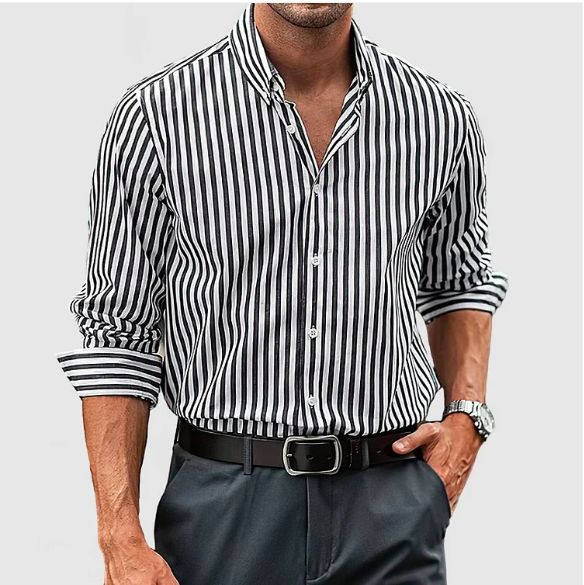 Chemise en Coton Rayée Élégante – Confortable et Polyvalente pour Toutes Occasions, Disponible en Plusieurs Couleurs et Tailles 3