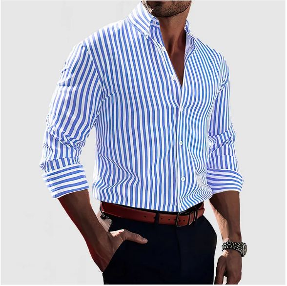 Chemise en Coton Rayée Élégante – Confortable et Polyvalente pour Toutes Occasions, Disponible en Plusieurs Couleurs et Tailles 4