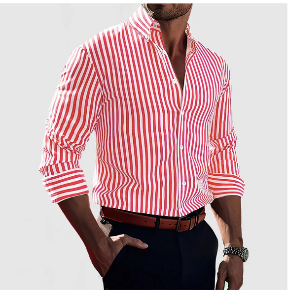 Chemise en Coton Rayée Élégante – Confortable et Polyvalente pour Toutes Occasions, Disponible en Plusieurs Couleurs et Tailles 5