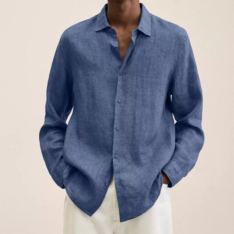 Chemise en Lin Casual avec Col Rabattu pour Homme – Élégance et Confort 0