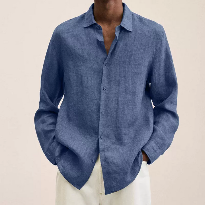 Chemise en Lin Casual avec Col Rabattu pour Homme – Élégance et Confort 0