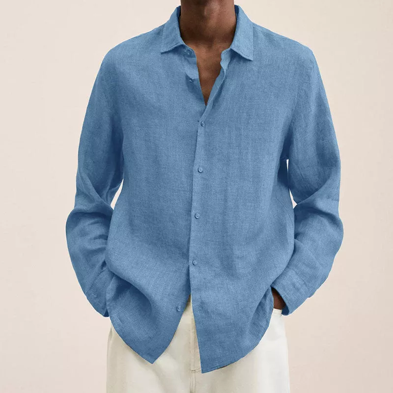 Chemise en Lin Casual avec Col Rabattu pour Homme – Élégance et Confort 1